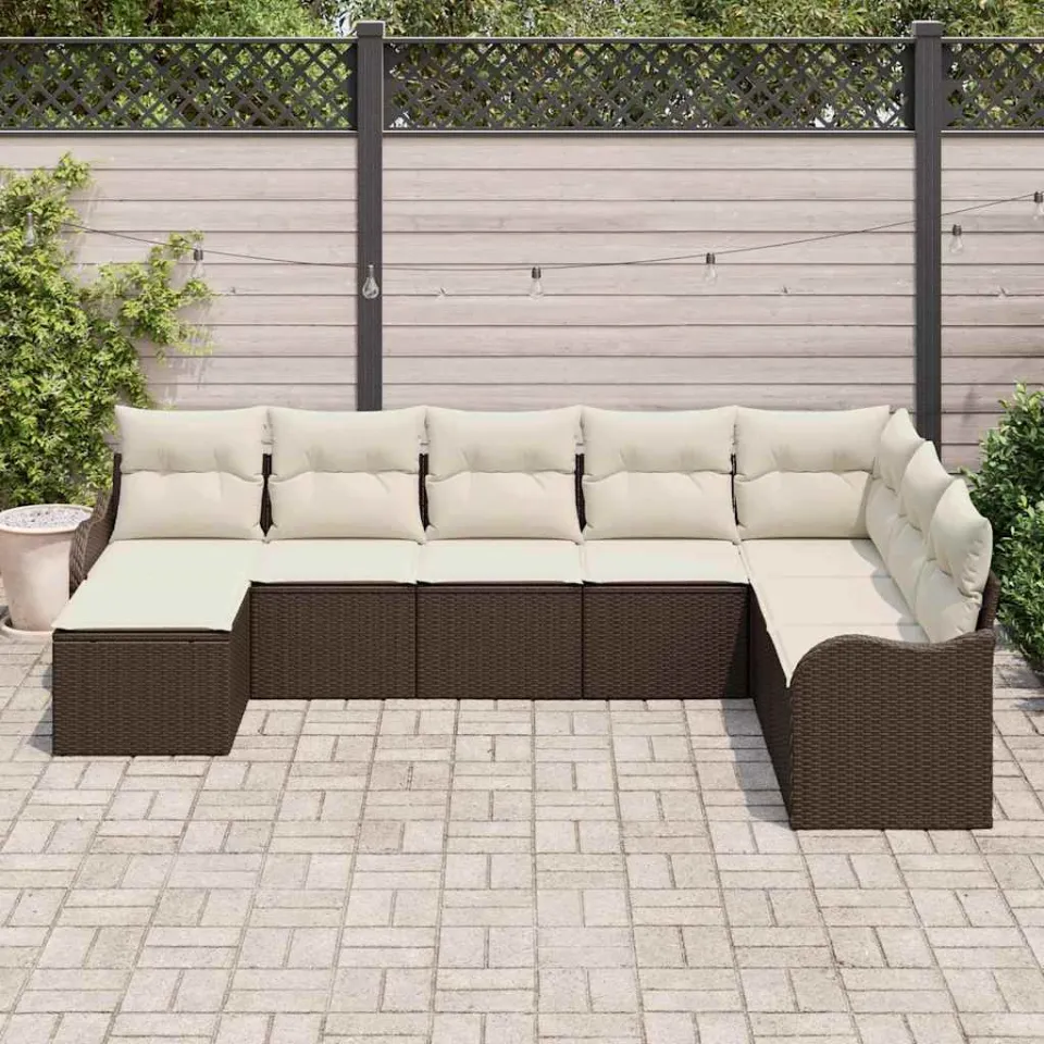 vidaXL Tuin Sofa Set 8 st Bruin en wit poly rattan, foto 3