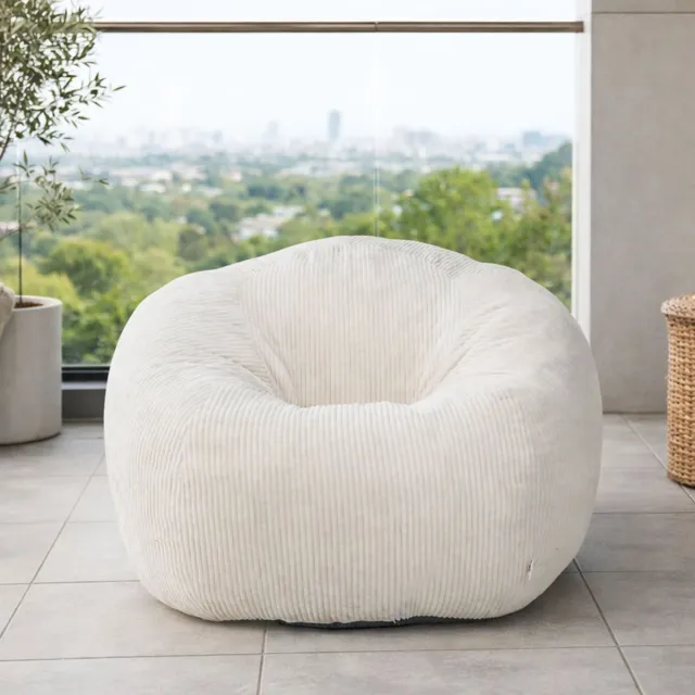 Homemiyn Rondvormige Zitzak Sofa – Beige – Zachte Techstof – 180 kg Capaciteit – Comfortabel & Stijlvol – Ideaal voor Woonkamer, Slaapkamer & Thuiswerkplek