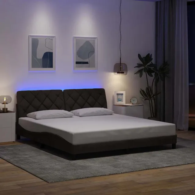 vidaXL Bedframe met LED zonder matras 180x200 cm stof donkerbruin
