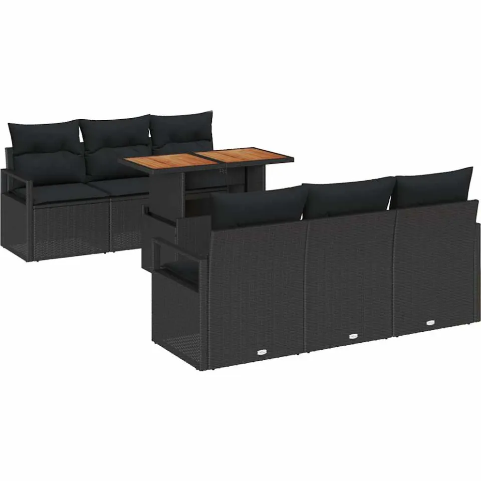 vidaXL Tuin Sofa Set 7 st Zwart Poly riet