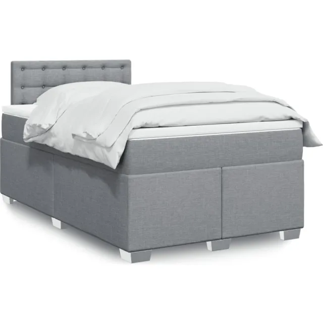 vidaXL Boxspring met matras stof lichtgrijs 120x190 cm grijs