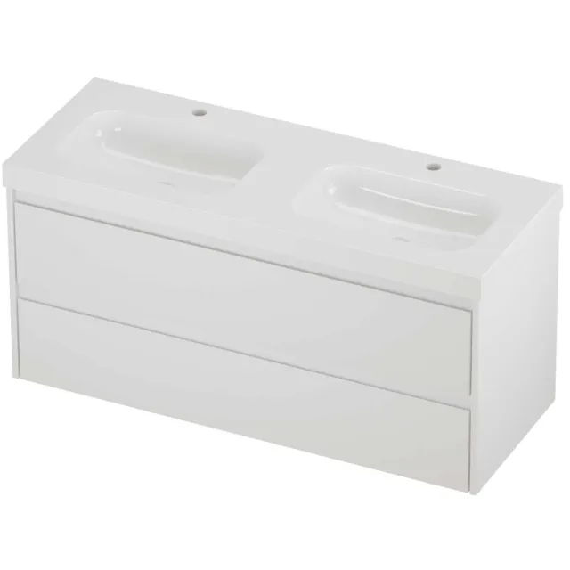 Proline Haga Badmeubelset Polystone Mezza 2 Gaten 120x46x58 cm Glans Wit Mat Wit