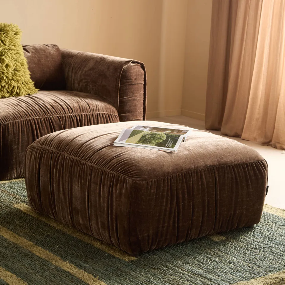 NOUS Living 3-zitsbank met hocker Kaia bruin, foto 6