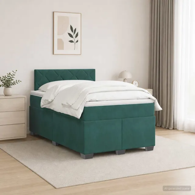 vidaXL Boxspringbed met matras Donkergroen 120 x 200 cm Fluweel