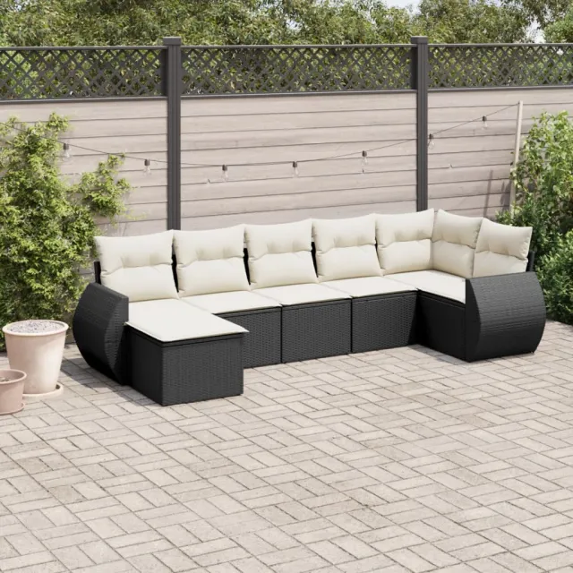 vidaXL 8-delige Loungeset met kussens poly rattan zwart, foto 2