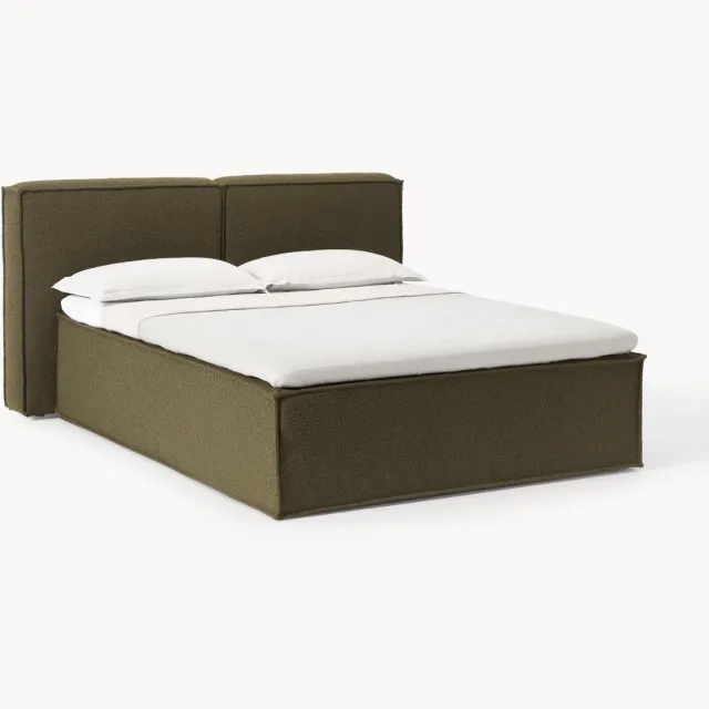 Westwing Collection Bouclé boxspring bed Lennon Groen