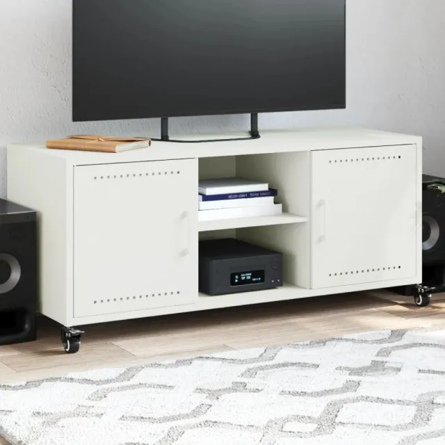 vidaXL Tv-meubel 100,5x39x43,5 cm staal wit, foto 2