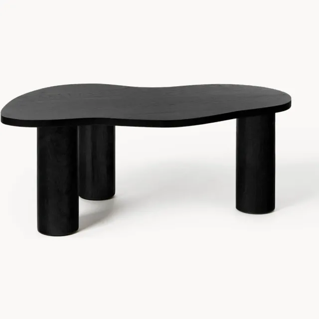 Westwing Collection Salontafel Didi van eikenhout in organische vorm Zwart
