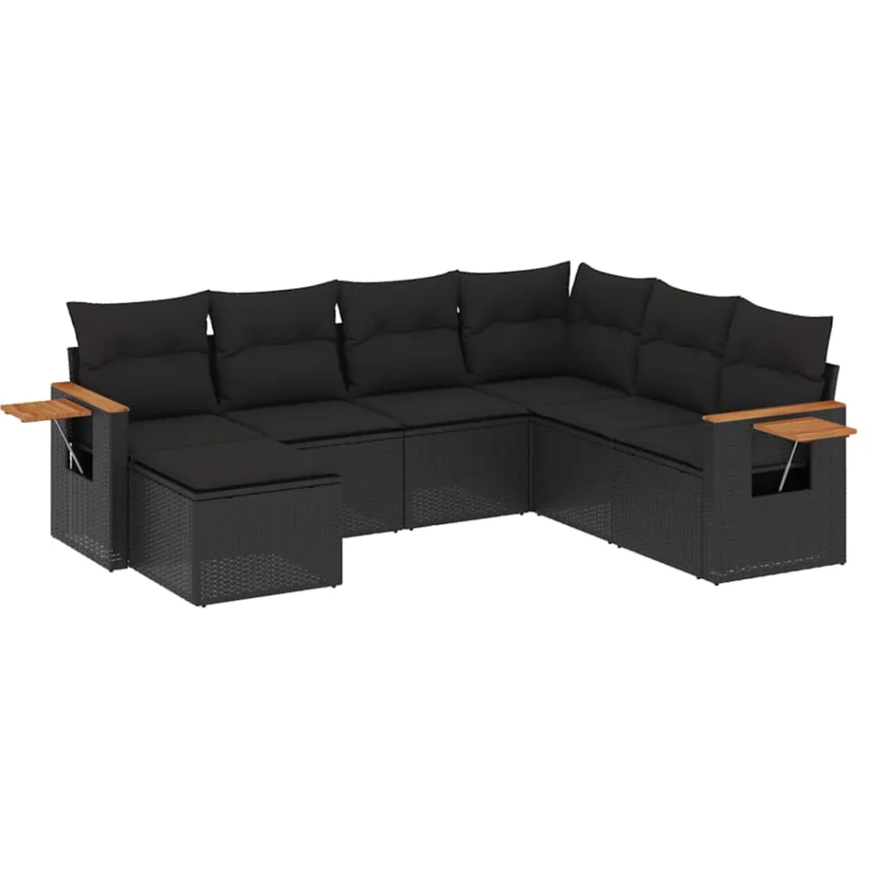 vidaXL Patio Sofa Set 7-zits Black, foto 3