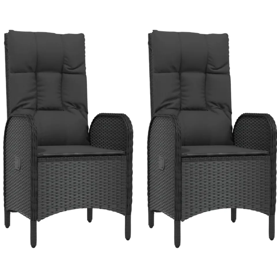 vidaXL 5-delige Tuinset met kussens poly rattan zwart, foto 3