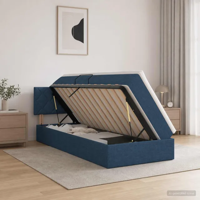 vidaXL Opbergbed met matras met hoofdeinde Blauw 100 x 200 cm fluweel