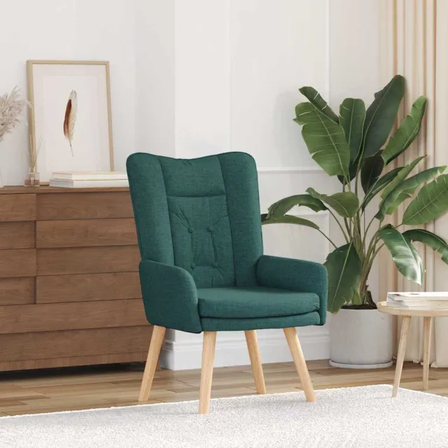 vidaXL Fauteuil Donkergroen 63 x 67 x 94 cm Stof en multiplex groen