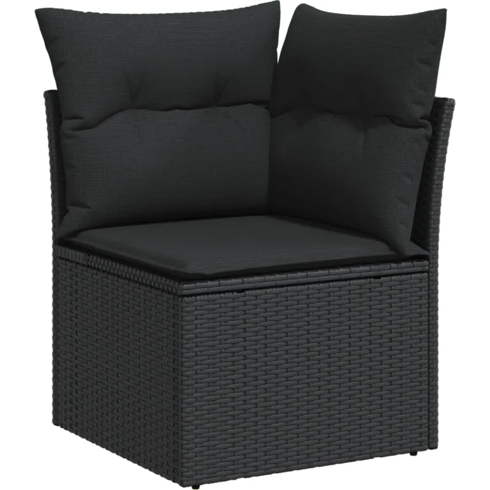 vidaXL 12-delige Loungeset met kussens poly rattan zwart, foto 3