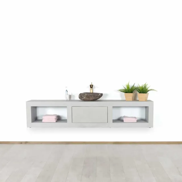 Betonlook badkamermeubel Wiley met vakken