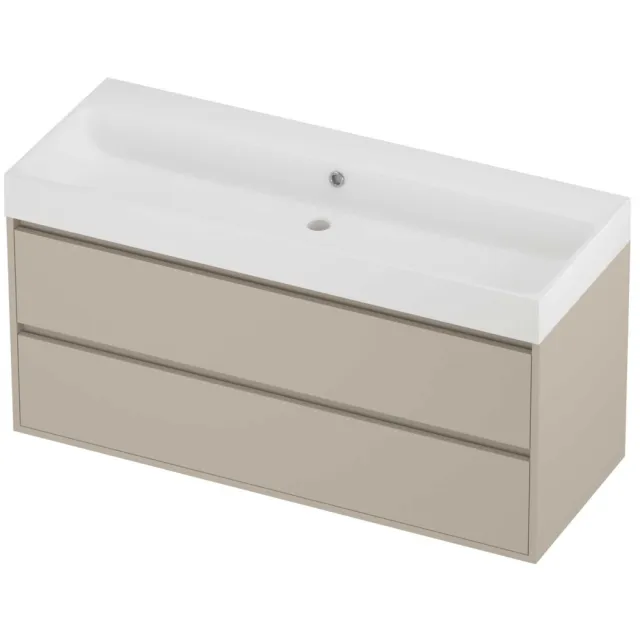 Proline Podium Badmeubelset Polystone Loft 120x46x62 cm Mat White Soft Linen Beige