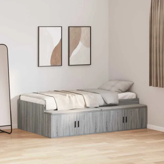 vidaXL Bedframe met lade Grijs Sonoma 70 x 190 cm Bewerkt hout