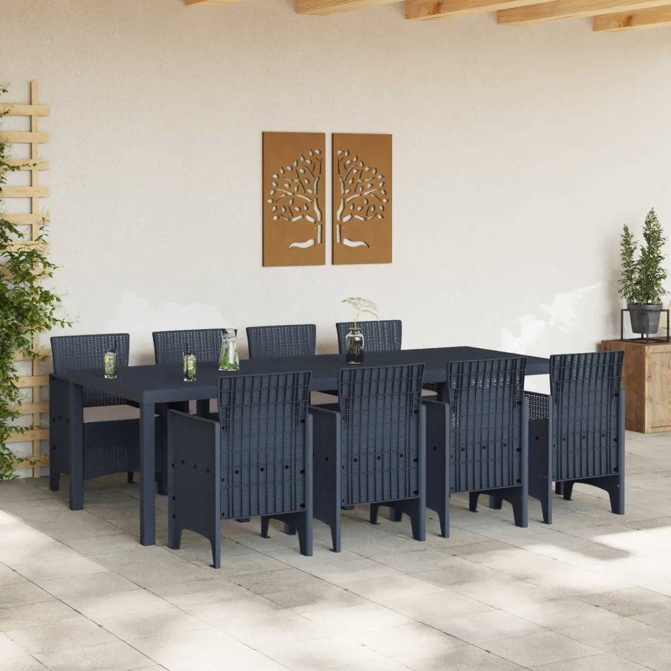 vidaXL Tuin Eetset 9 st Antraciet Polypropyleen, foto 2