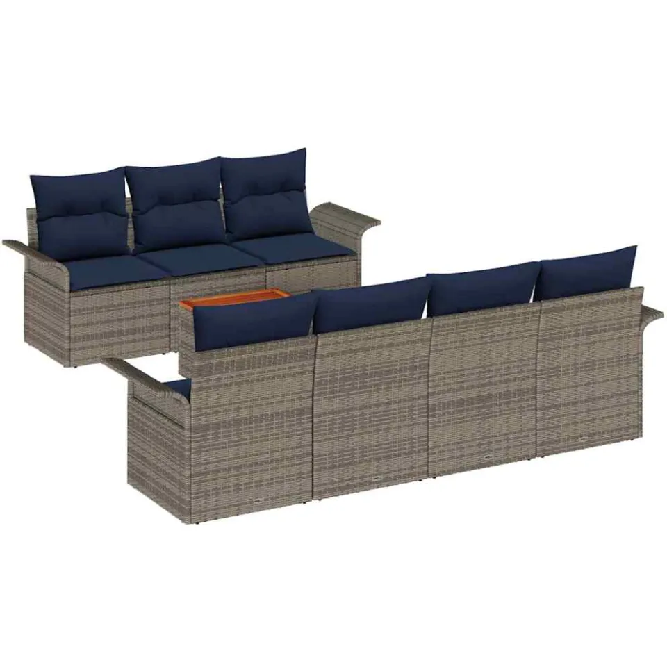 vidaXL Tuinbankenset 8 st Grijs poly rattan, foto 4