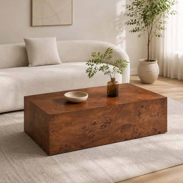 DESMIU Salontafel - Modern Minimalistisch Design - Rechthoekig Voor Woonkamer En Decoratie - MDF - 90 X 50 X 30 Cm - Walnoot Walnut