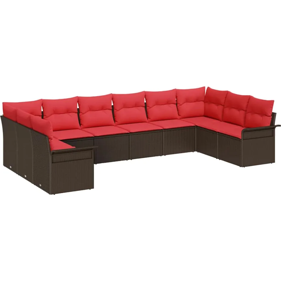 vidaXL Tuin Sofa Set 10 st Bruin poly rattan