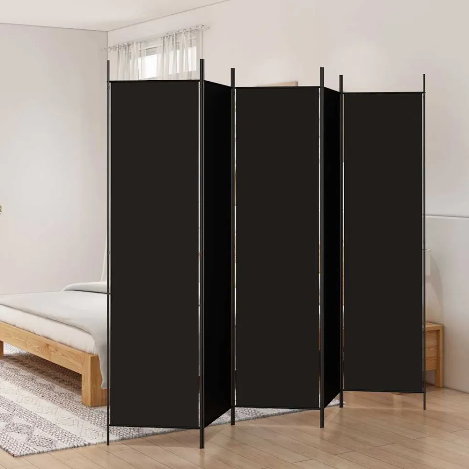 vidaXL Kamerscherm met 5 panelen 250x200 cm stof zwart, foto 4