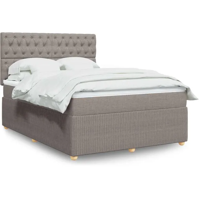 vidaXL Boxspring met matras stof taupe 140x190 cm