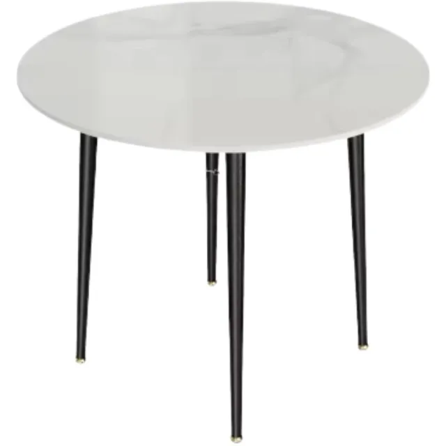 Happiq Eettafel Valora - Ronde Eettafel Marmer - Eetkamertafel - Voor Eetkamer of restaurant - 80 cm - 4 personen - Grijs Wit