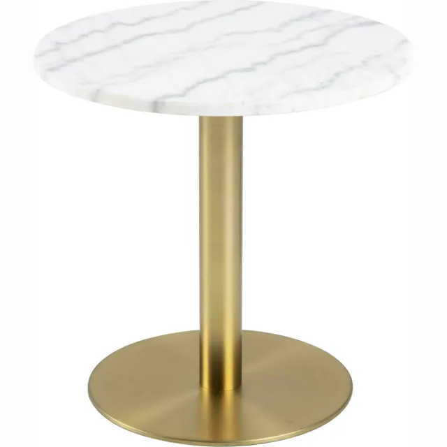Bendt Ronde Bijzettafel 'Clement' Ø50cm, Wit Marmer/Brass