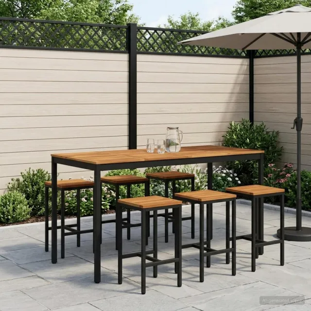 vidaXL Tuinbar Tafel NAARDEN Whitewash en zwart 180 x 88,5 x 105 cm, foto 2