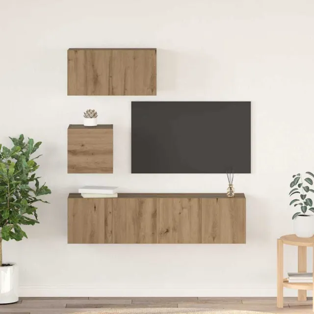 vidaXL Tv-meubelset 4 st Artisan Eiken Bewerkt hout Bruin
