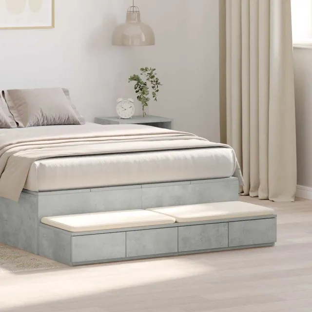 vidaXL Bedlades Beton Grijs 120 x 36,5 x 16,5 cm Bewerkt hout Wit
