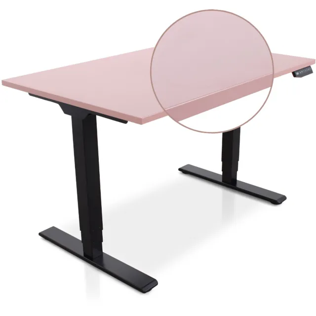 Multi Ratio Lineaflex MRC COMFORT Zit-Sta Bureau – Elektrisch Verstelbaar – 140x80 cm – Blad Dusty Rose – Zwart Frame – ARBO Norm NEN-EN 527 – Met memorybediening – 100 KG Draagvermogen – 130 cm Hoog
