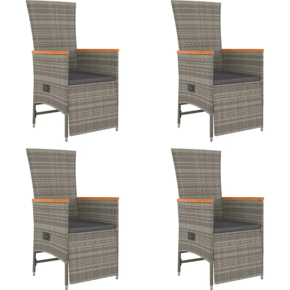 vidaXL 5-delige Tuinset met kussens poly rattan grijs