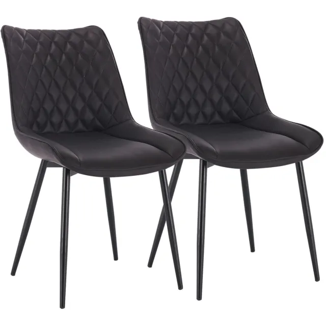 Klarven Eetkamerstoel stuks Leer antraciet - Eetkamerstoelen - Leren Eetkamerstoel - Eetkamerstoelen Set Van 2 - Kunstleer - Ergonomische Rugleuning - Stevig En Comfortabel Zitcomfort - Zithoogte 46,5cm
