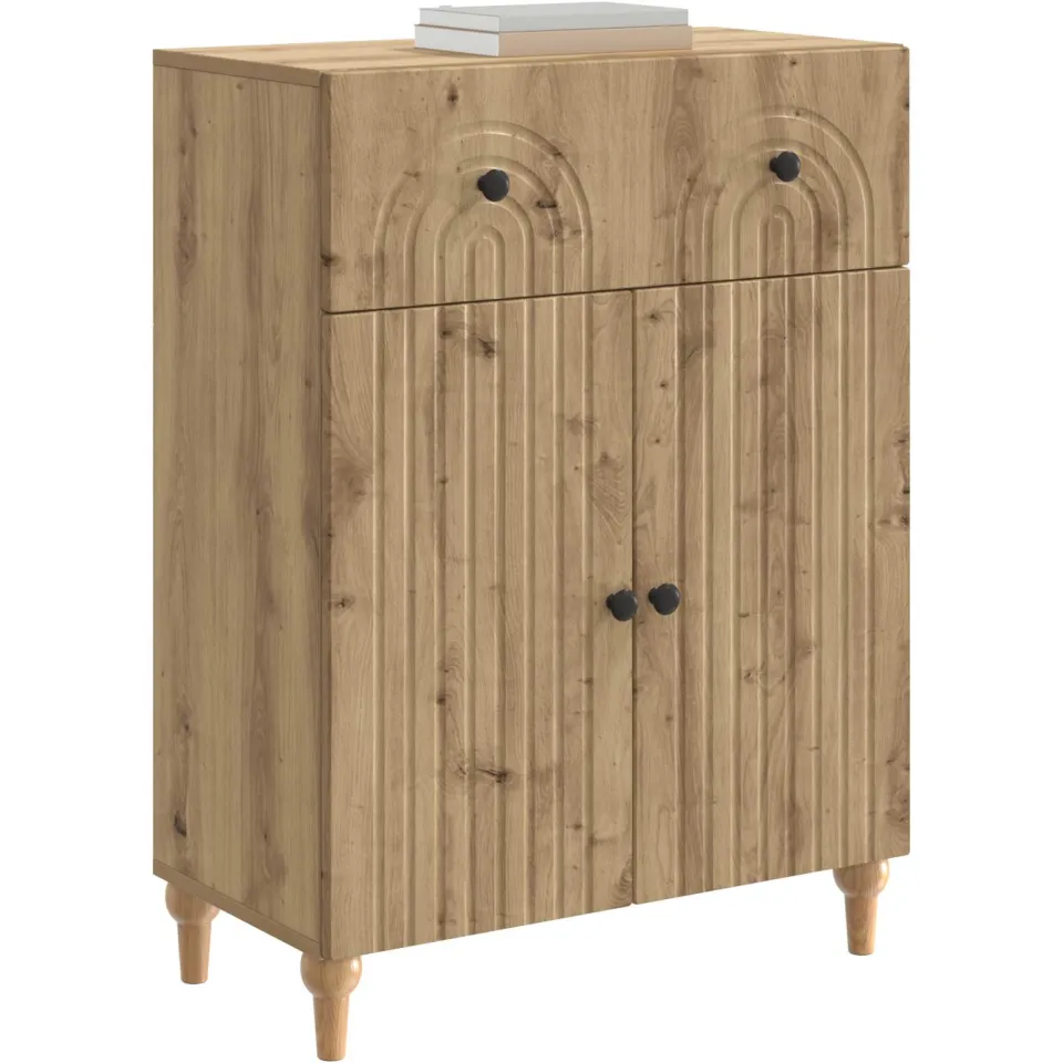 vidaXL Dressoir Artisanaal eiken 66 x 34,5 x 90 cm Bewerkt hout Bruin