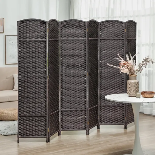 HAUSS SPOLE Kamerscherm Opvouwbaar – 6-Delig – 240 x 170 cm – Hout en Kunststof – Bruin – Geweven Patroon – Voor Woonkamer en Slaapkamer