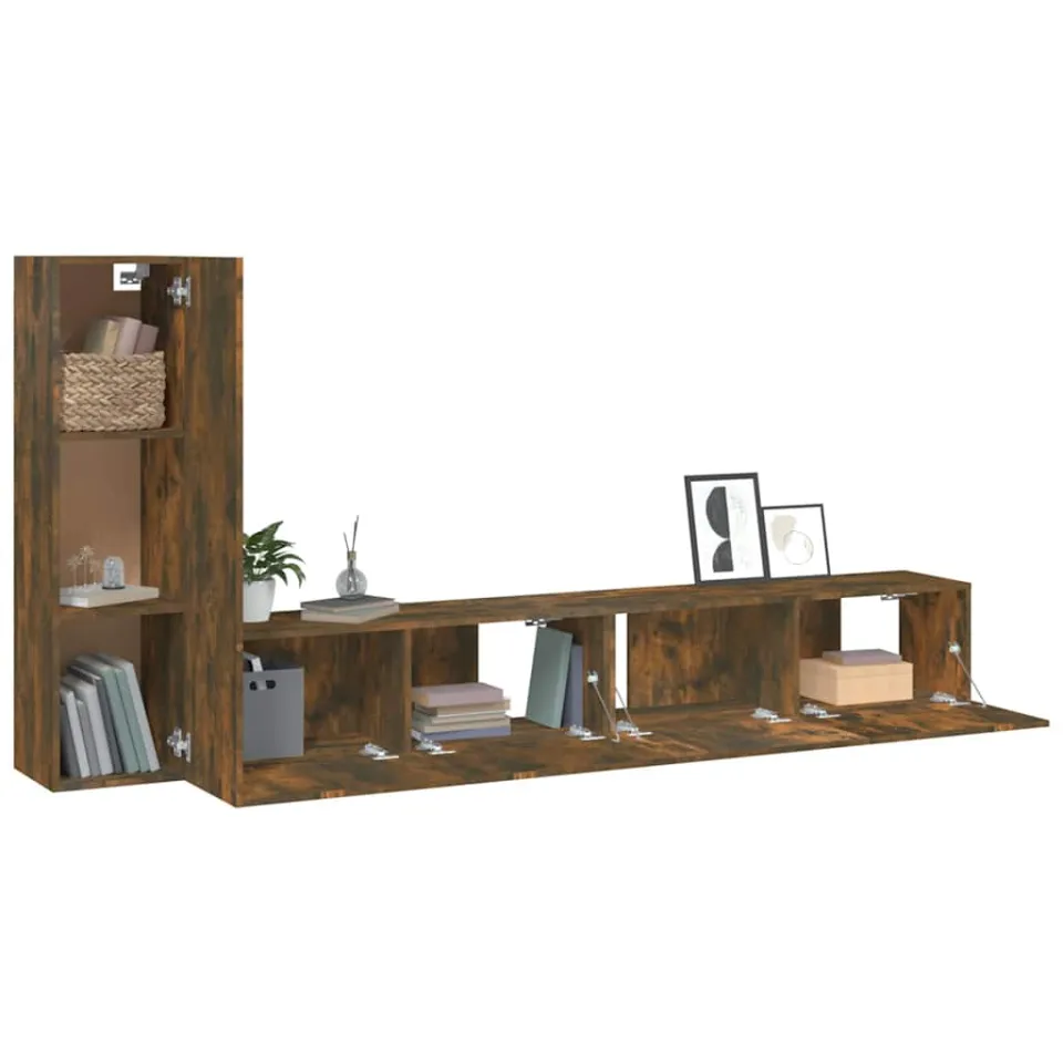 vidaXL 3-delige Tv-meubelset bewerkt hout gerookt eikenkleurig, foto 3