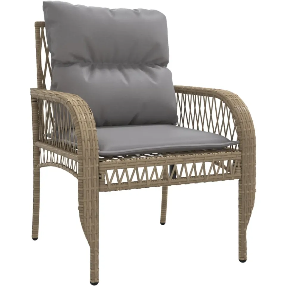vidaXL 4-delige Loungeset met kussens poly rattan beige, foto 4