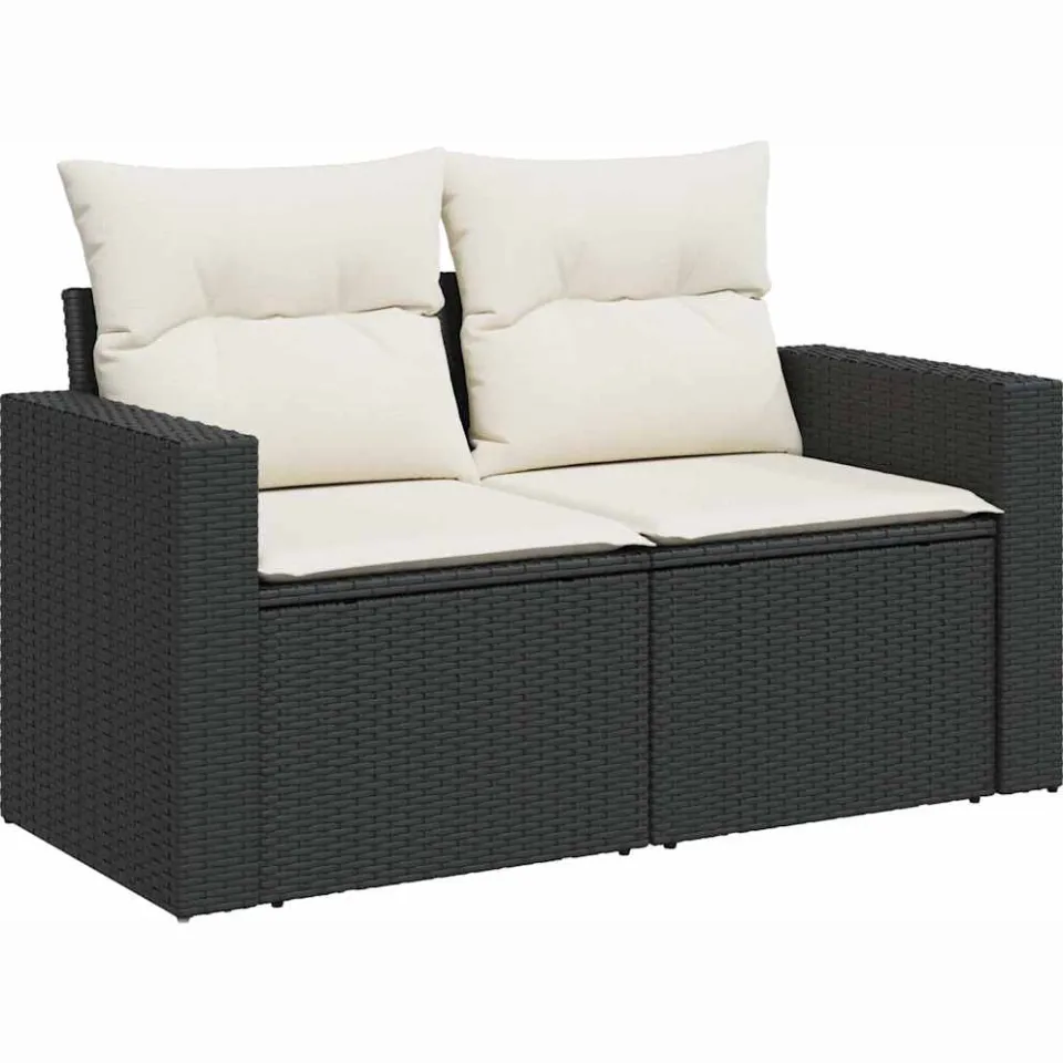 vidaXL 6-delige Loungeset met kussens poly rattan zwart, foto 4