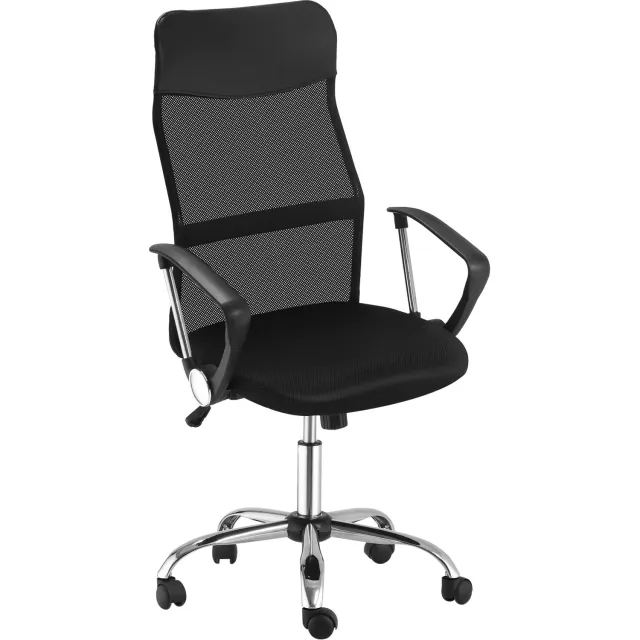 Lunpog Ergonomische Bureaustoel met Armleuningen - Mesh Rug - Hoofdsteun - Kantelfunctie - Zwart