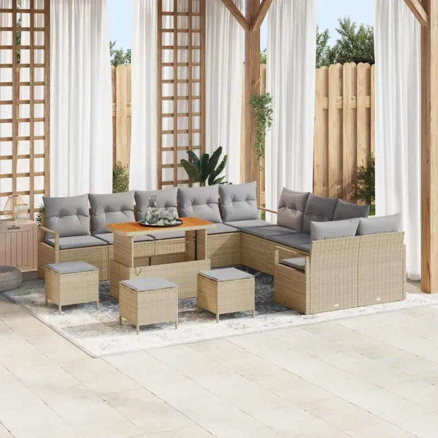 vidaXL Tuinbankenset 14 st Beige poly rattan