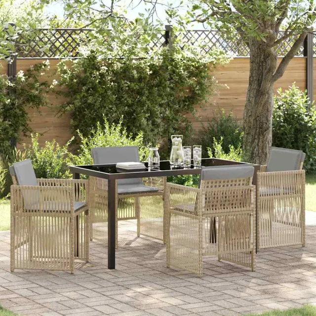 vidaXL Tuin eettafelset 5 st Beige Gepoedercoat staal, foto 2