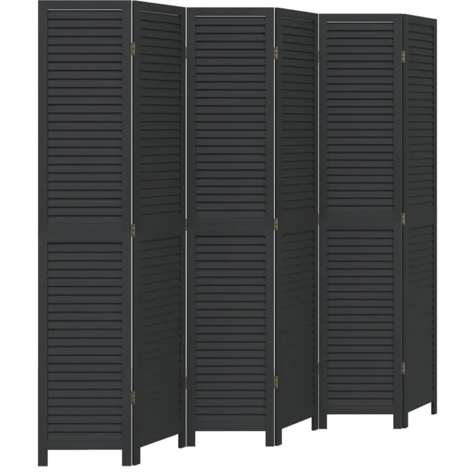 vidaXL Kamerscherm met 6 panelen massief paulowniahout zwart
