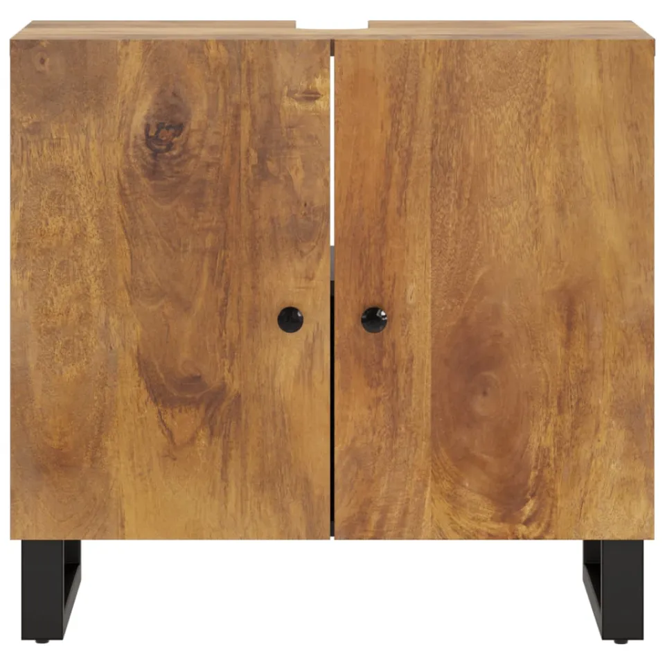vidaXL Wastafelkast 62x33x58 cm massief mangohout en bewerkt hout bruin, foto 4