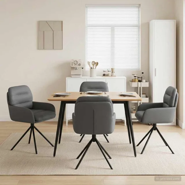 vidaXL Draai Eetstoelen 4 st Kunstleer Grijs 59 x 59,5 x 90 cm, foto 2