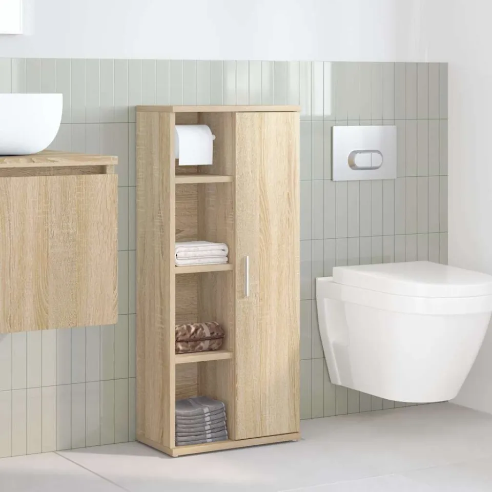 vidaXL Badkamerkast met rolhouder 39x22x90 cm sonoma eikenkleurig, foto 2