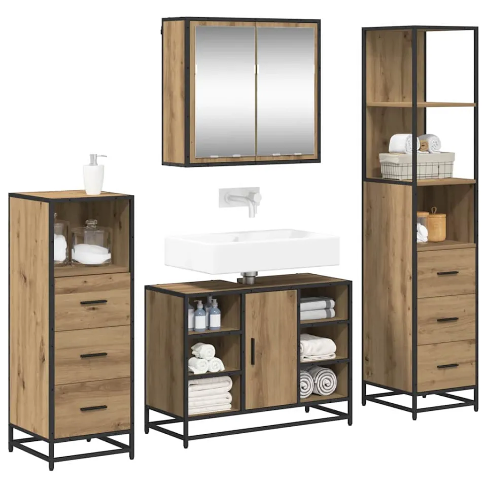 vidaXL Badkamermeubelset 4 st Artisan Eiken 80 x 33 x 60 cm Bruin