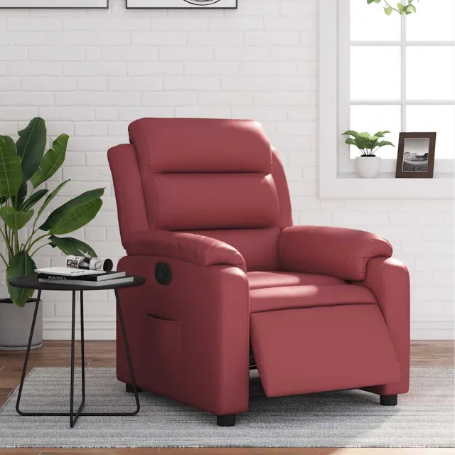 vidaXL Fauteuil verstelbaar elektrisch kunstleer wijnrood