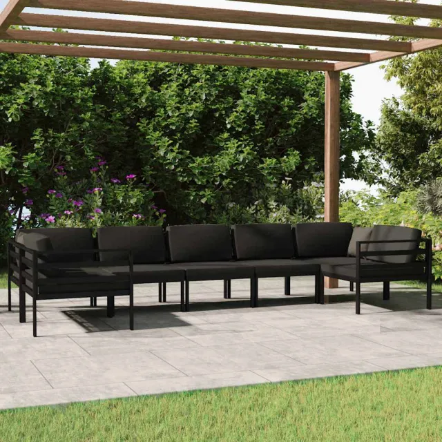 vidaXL 7-delige Loungeset met kussens aluminium antracietkleurig, foto 2