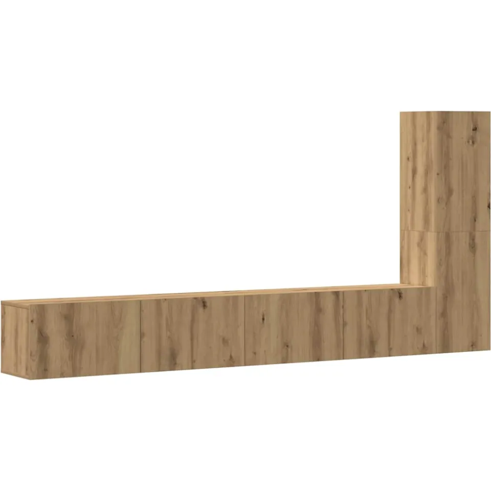 vidaXL 3-delig Tv-meubelset wandmontage bewerkt hout artisanaal eiken Bruin